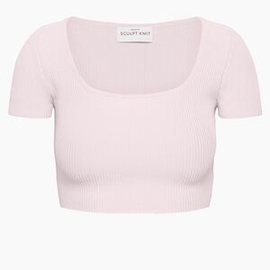 Aritzia Babaton Baby Pink Sculpt Knit Squareneck Top